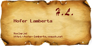 Hofer Lamberta névjegykártya